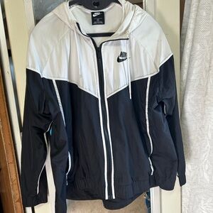 Nike White and Black Hooded Jacket